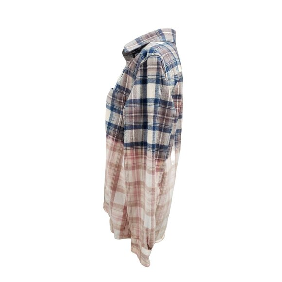 Womens Upcycled Distressed Flannel with "Dirty Dancing" Embroidered Patch Small - Picture 3 of 8